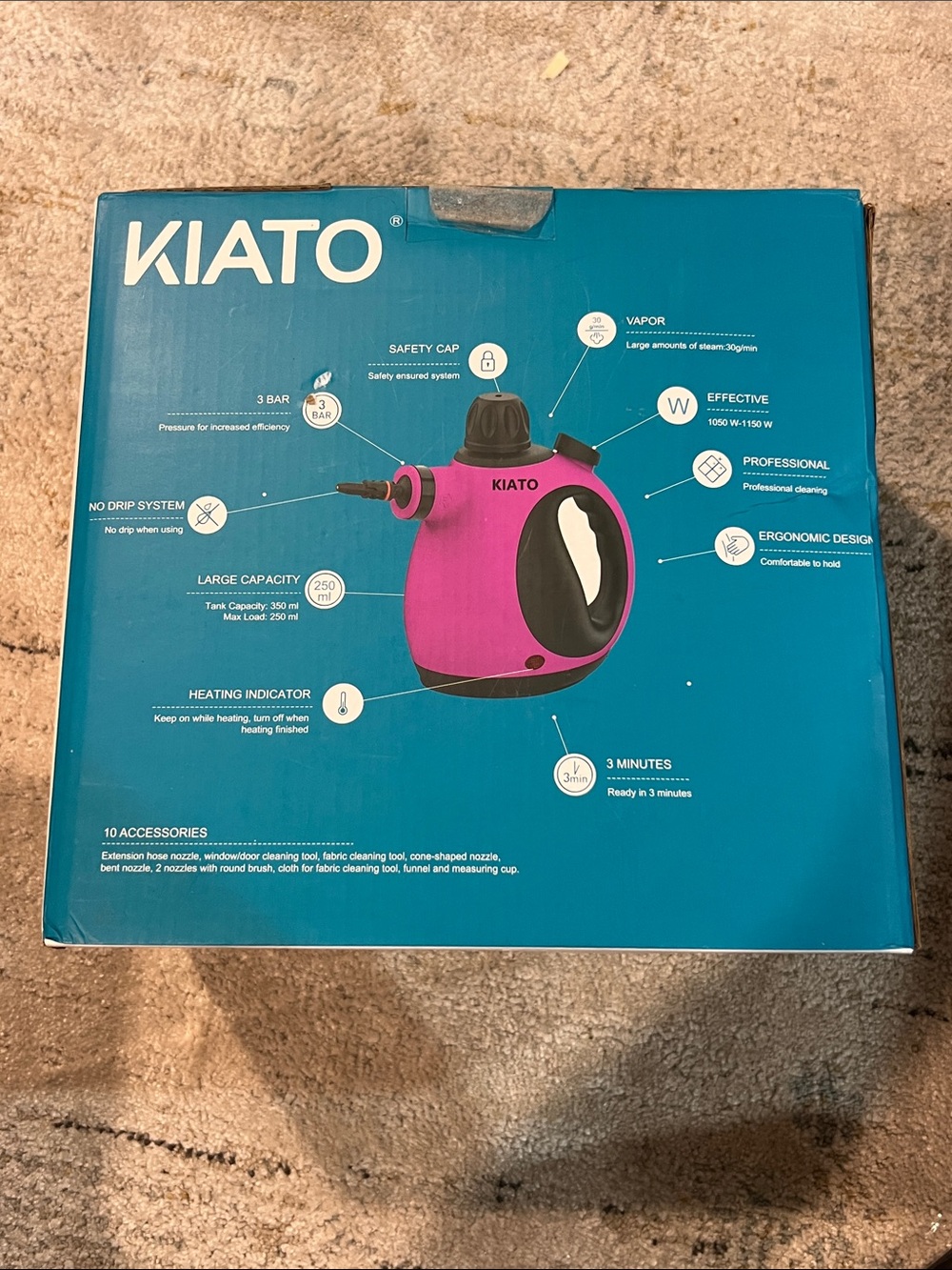 New in the box Kiato Handheld Steam Cleaner 10 in 1 z25